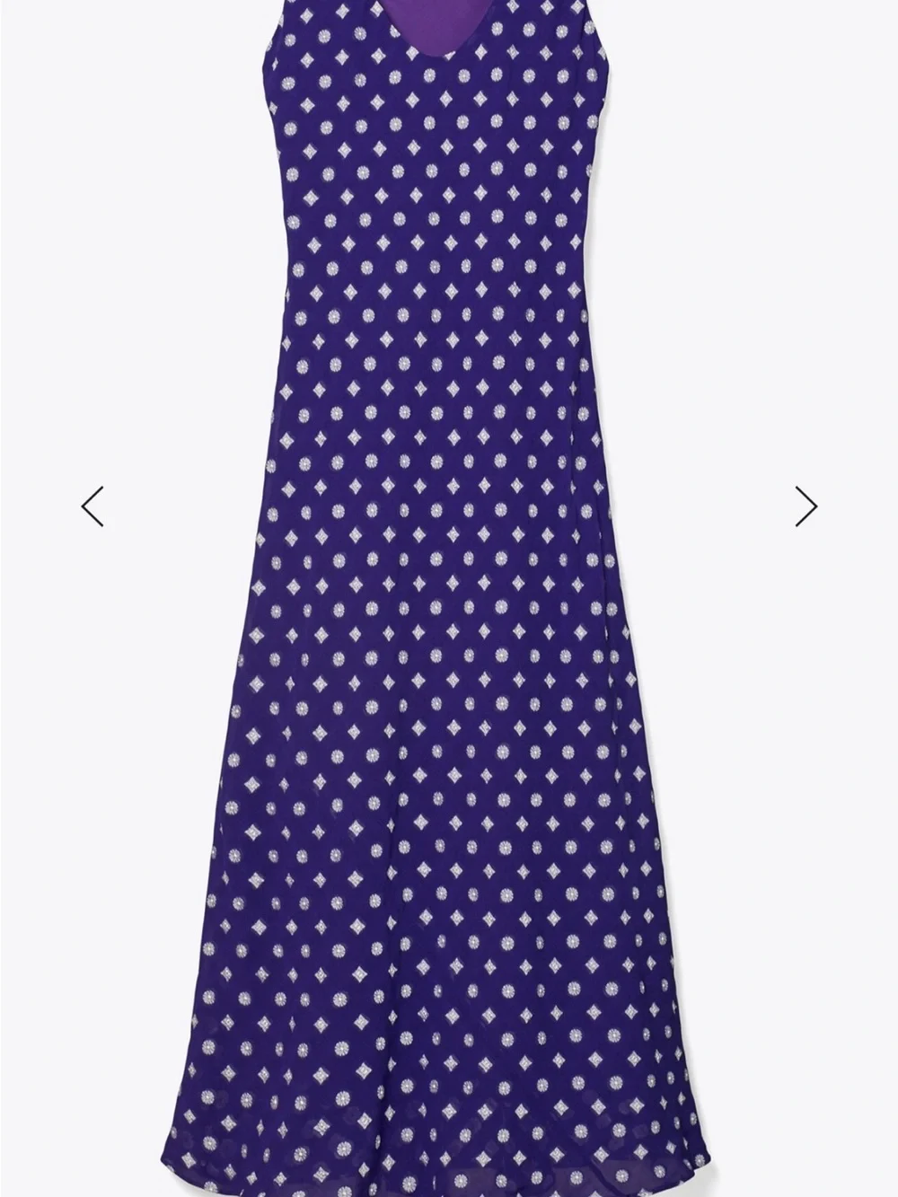 Tory Burch Navy Purple & White Polka Dot Scoop-Neck Midi Dress